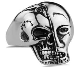 R181 Stainless Steel Terminator Skull Face Biker Ring Daniel Smart Manufacturing