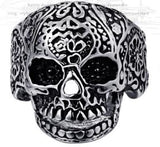 R187 Stainless Steel Medium Sugar Cane Skull Face Biker Ring Daniel Smart Manufacturing