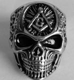 R191 Stainless Steel All Seeing Eye Skull Face Biker Ring Daniel Smart Manufacturing