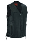 DS161TALL Men's Tall Classic Tapered Bottom Biker Leather Vest Daniel Smart Manufacturing