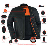 DS768 Men's Sporty Lightweight Leather Cross Over Jacket Daniel Smart Manufacturing