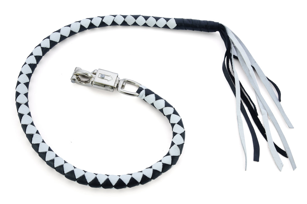 GBW204 Leather Biker Whip-White/Black Daniel Smart Manufacturing