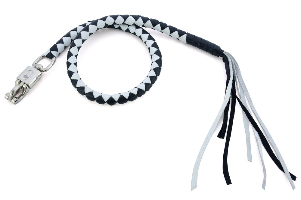 GBW204 Leather Biker Whip-White/Black Daniel Smart Manufacturing