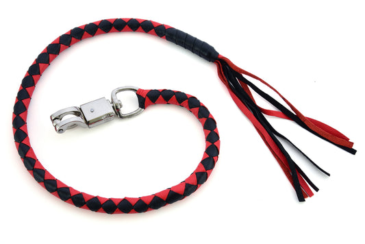 GBW203 Leather Biker Whip-Red/Black Daniel Smart Manufacturing