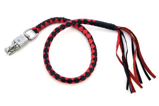 GBW203 Leather Biker Whip-Red/Black Daniel Smart Manufacturing