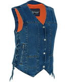 DM948 Women's 6 Pocket Denim Utility Vest - Blue Daniel Smart Manufacturing