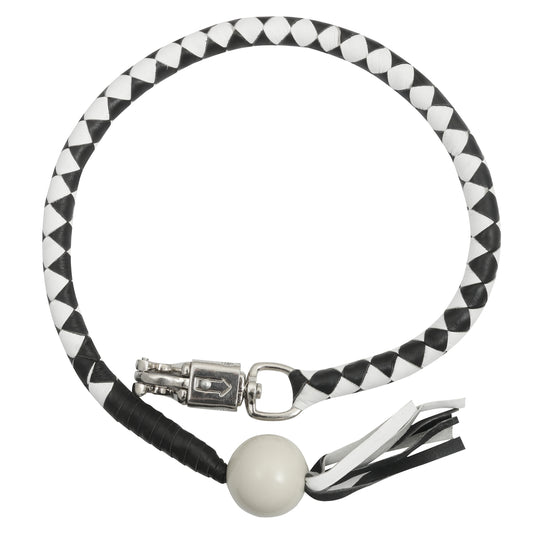 GBW212B Leather Biker Whip-White/black W / White Pool Ball Daniel Smart Manufacturing