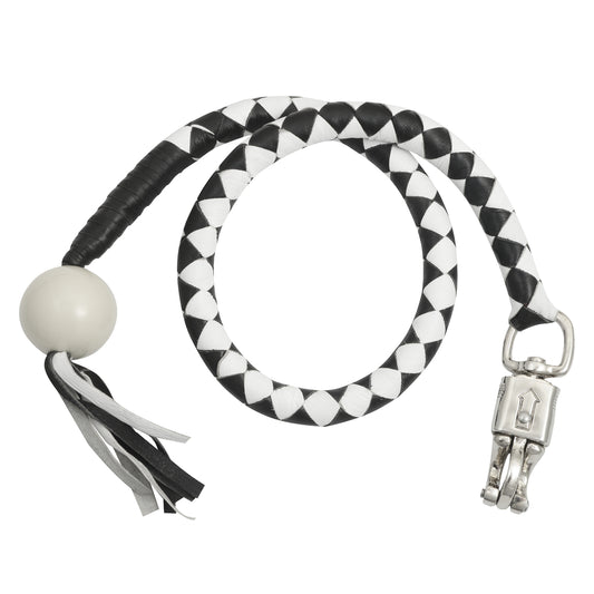 GBW212B Leather Biker Whip-White/black W / White Pool Ball Daniel Smart Manufacturing