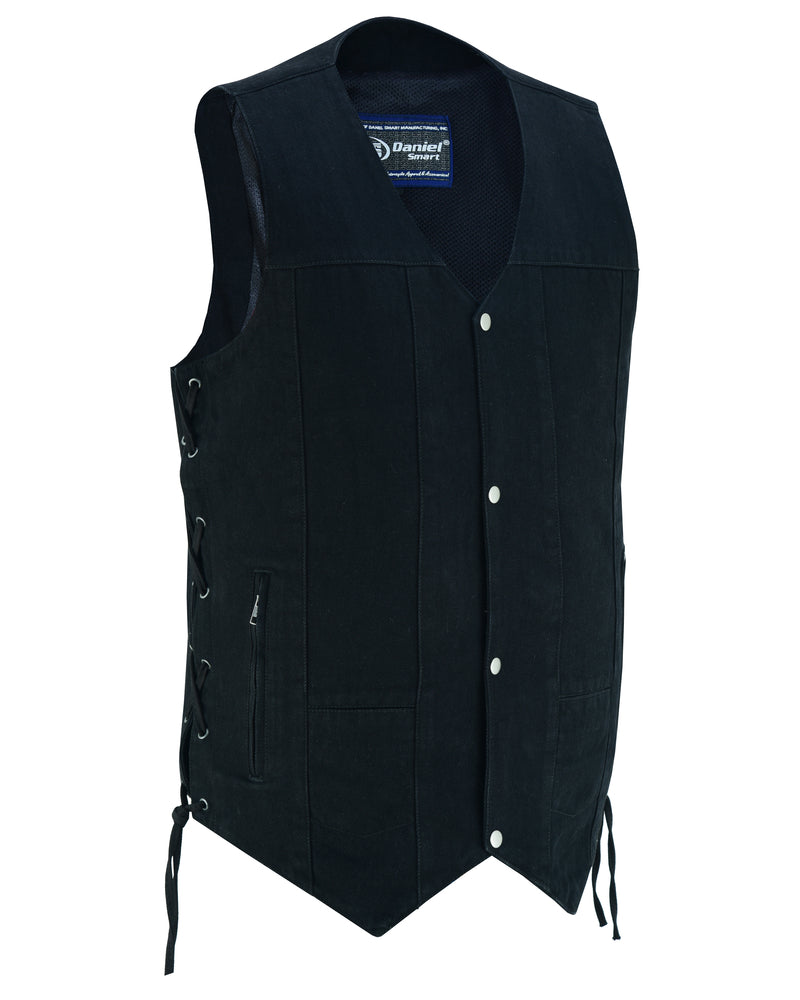 DM914TALL Men's Ten Pocket Denim Utility Vest - TALL Daniel Smart Manufacturing