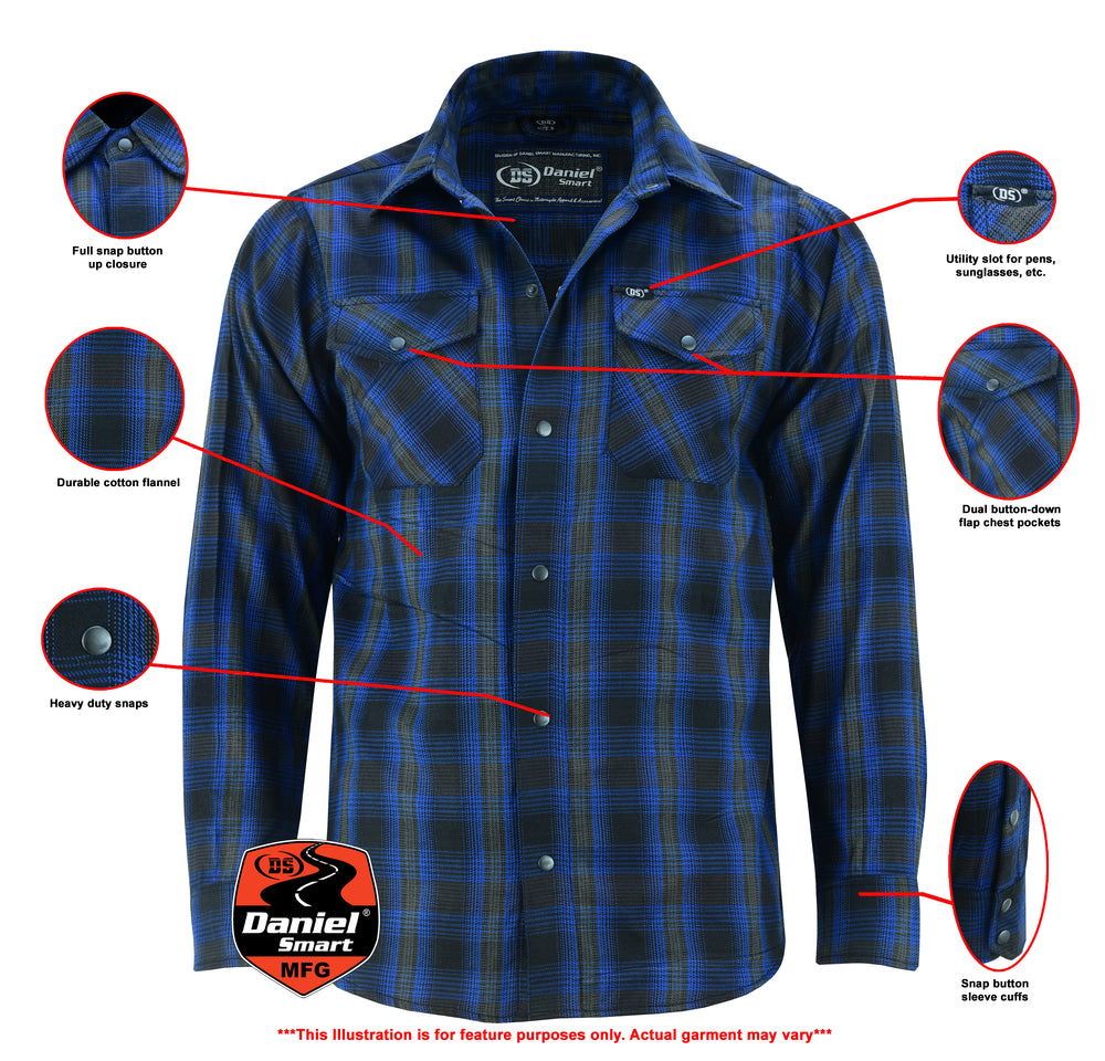 DS4681 Flannel Shirt - Daze Blue and Black Daniel Smart Manufacturing