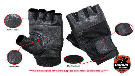 DS12 Leather / Mesh Fingerless Glove Daniel Smart Manufacturing