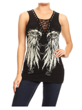 2224 BLACK Oversized Angel Wing Tank Top Daniel Smart Manufacturing