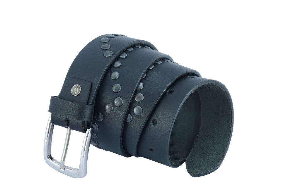 BLT2014 Super Cool Curved Pattern Studded Leather Belt Daniel Smart Manufacturing