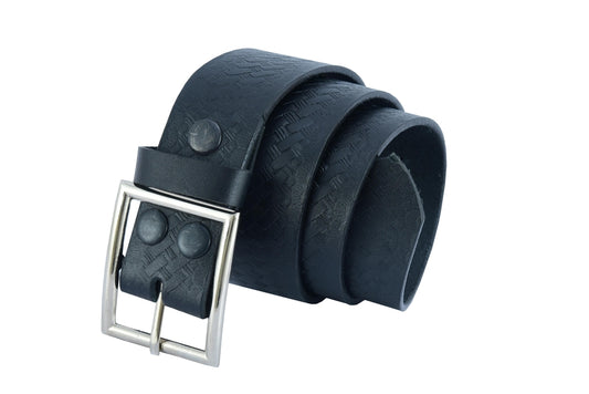 BLT2015 Timeless Black Basket Weave Pattern Leather Belt Daniel Smart Manufacturing