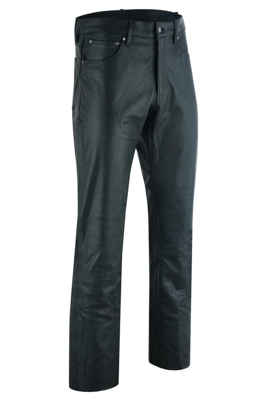 DS452 Women's Classic 5 Pocket Black Casual Motorcycle Leather Pants - Daniel Smart Mfg