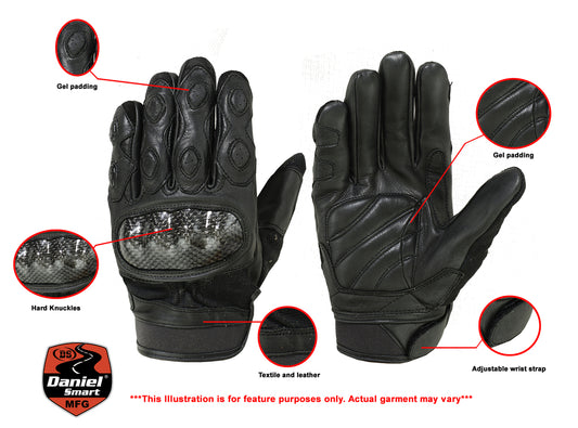 DS55BK Leather/ Textile Sporty Glove Daniel Smart Manufacturing