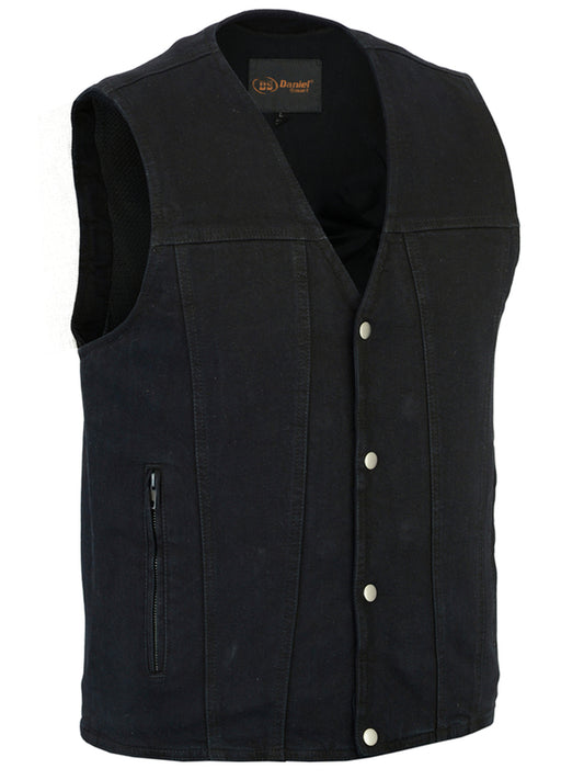 DM925BK Men's Single Back Panel Concealed Carry Denim Vest Daniel Smart Manufacturing