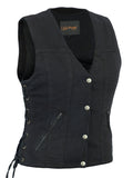 DM906BK Women's Single Back Panel Concealed Carry Denim Vest Daniel Smart Manufacturing