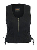 DM942BK Women's Stylish Black Denim Vest Daniel Smart Manufacturing