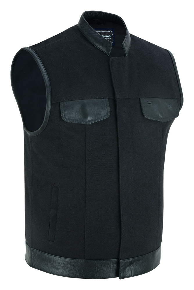 DS685 Canvas Material Single Back Panel Concealment Vest W/Leather Tr Daniel Smart Manufacturing