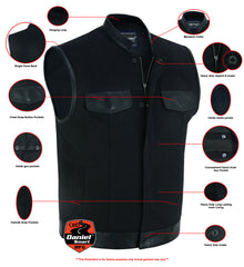 DS685 Canvas Material Single Back Panel Concealment Vest W/Leather Tr Daniel Smart Manufacturing