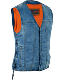 DM905BU Men's Single Back Panel Concealed Carry Denim Vest Daniel Smart Manufacturing