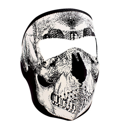 WNFM002G ZAN® Full Mask- Neoprene- Black and White Skull- Glow Daniel Smart Manufacturing