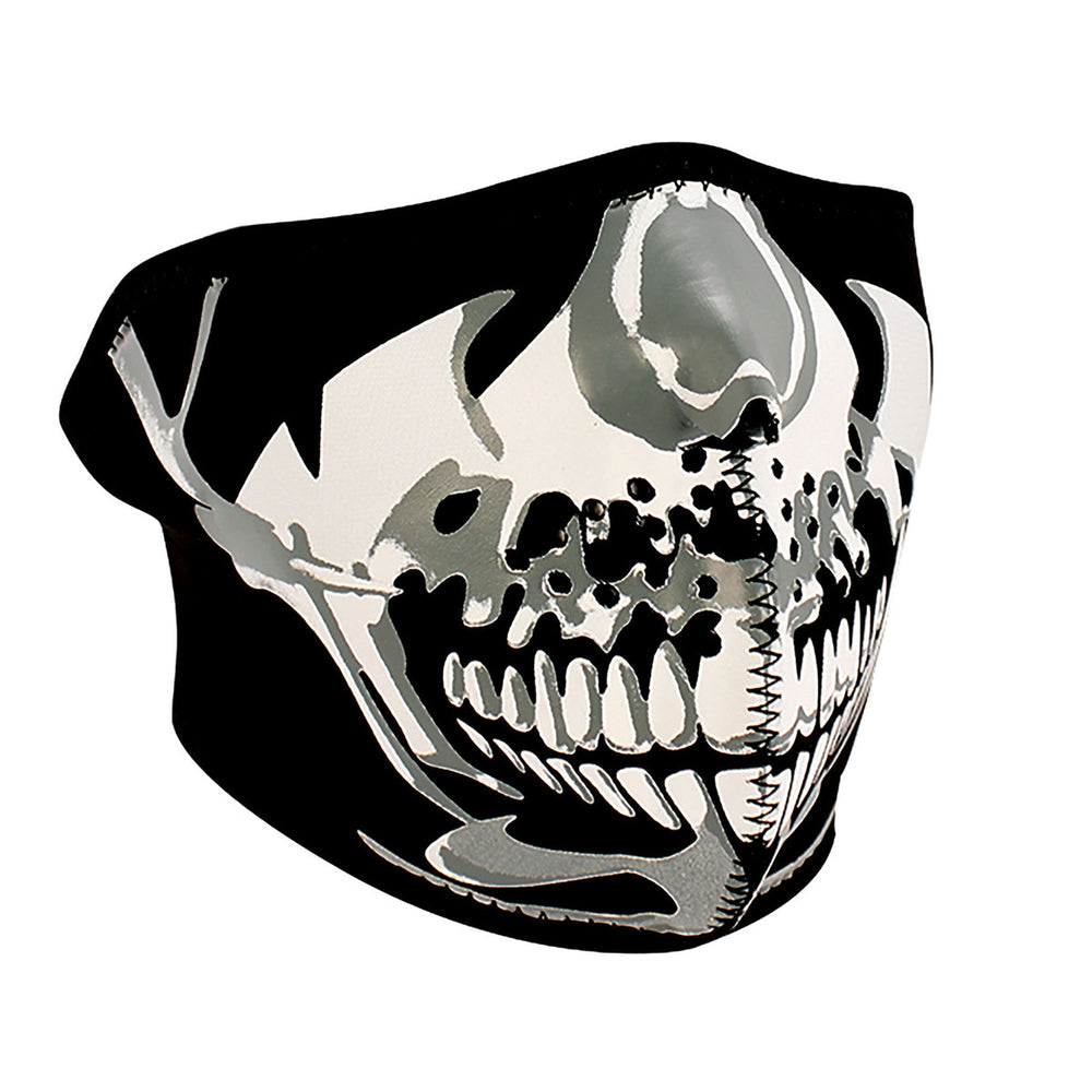 WNFM023H ZAN® Half Mask- Neoprene- Chrome Skull Daniel Smart Manufacturing