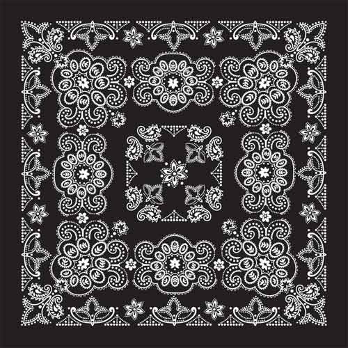 BD2508 Bandana Texas Paisley Black [27" x27"] Daniel Smart Manufacturing