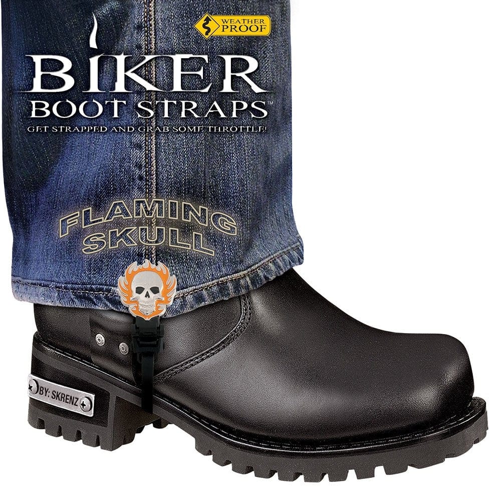 BBS/FS6 Weather Proof- Boot Straps- Flaming Skull- 6 Inch - Daniel Smart Manufacturing