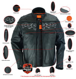 DS700 Men's Scooter Jacket w/Reflective Skulls Daniel Smart Manufacturing