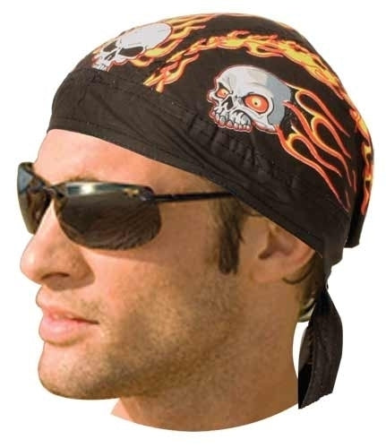 HW2611 Headwrap Flaming Skulls Daniel Smart Manufacturing