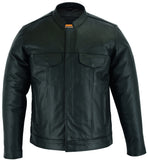 DS788 Men's Full Cut Leather Shirt with Zipper/Snap Front Daniel Smart Manufacturing