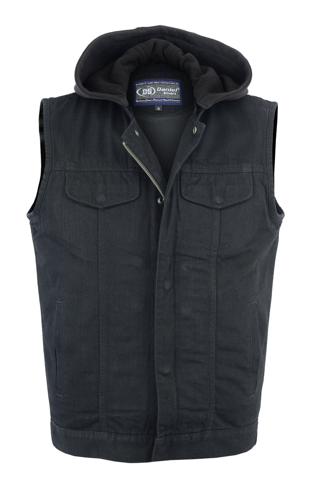 DM982 Men's Black Denim Single Back Panel Concealment Vest w/Rem Daniel Smart Manufacturing