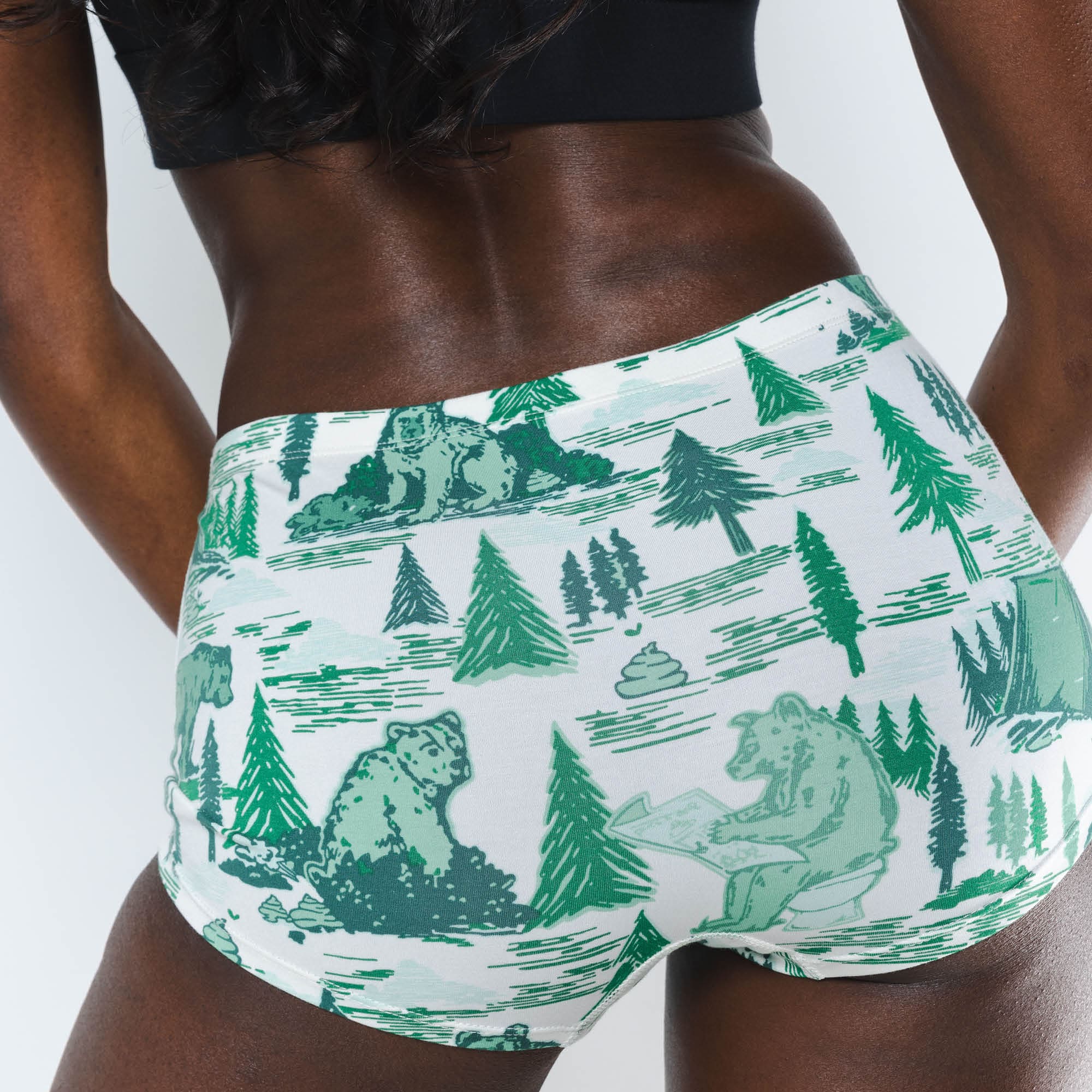 The Does A Bear | Green Toilet Bear Modal Boyshort Underwear - Shinesty