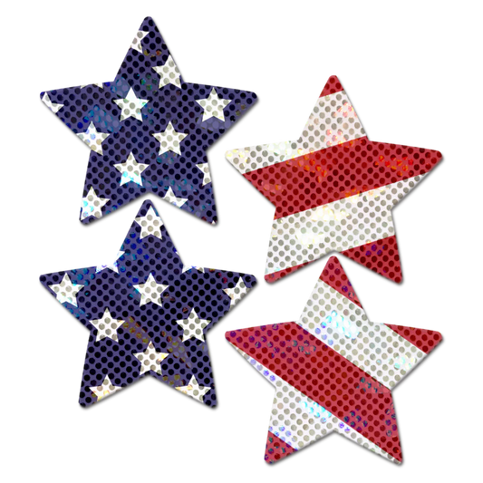 Pastease: Two-Pair Small Glittering Stars & Stripes Star Pasties