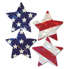 Pastease: Two-Pair Small Glittering Stars & Stripes Star Pasties