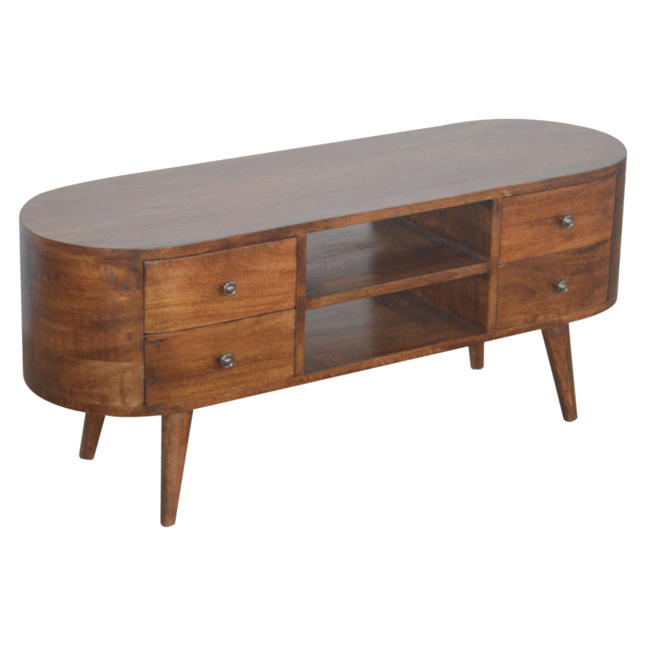 Chestnut Rounded Entertainment Unit - Artisan Furniture