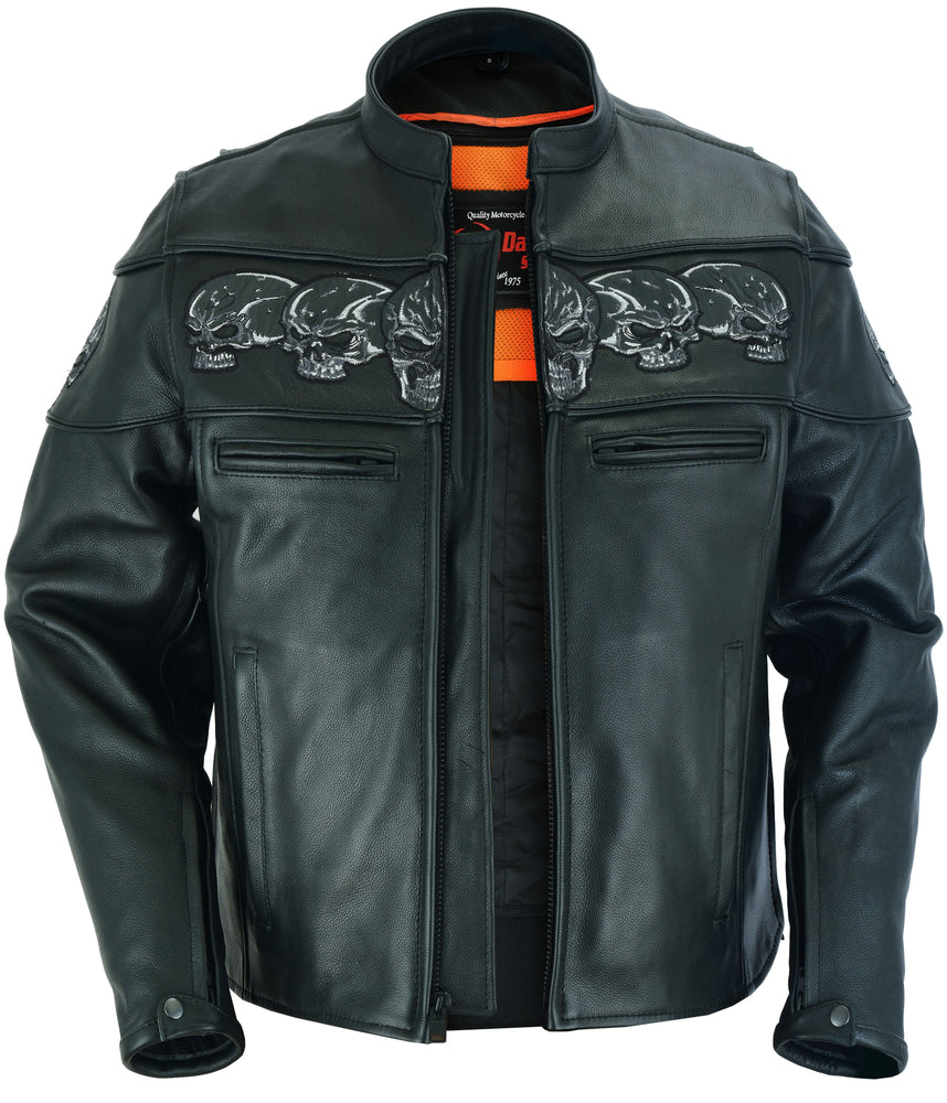 DS700 Men's Scooter Jacket w/Reflective Skulls Daniel Smart Manufacturing