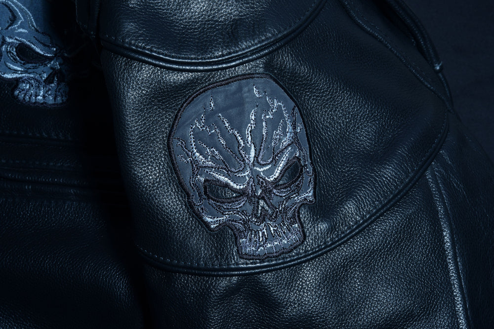 DS700 Men's Scooter Jacket w/Reflective Skulls Daniel Smart Manufacturing