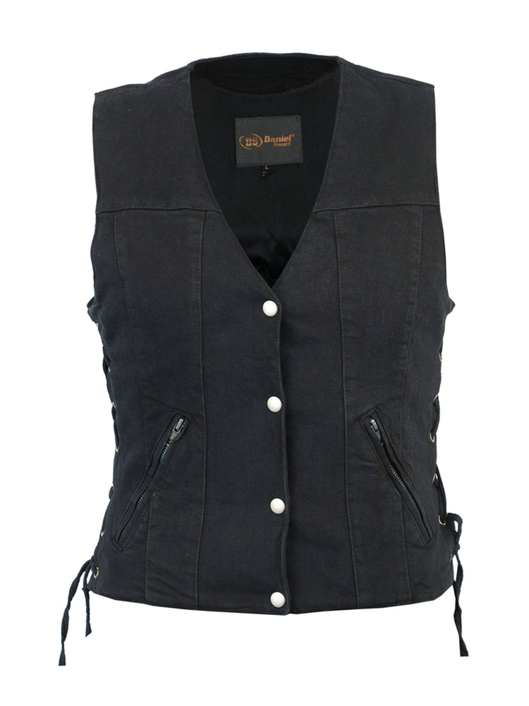 DM906BK Women's Single Back Panel Concealed Carry Denim Vest Daniel Smart Manufacturing