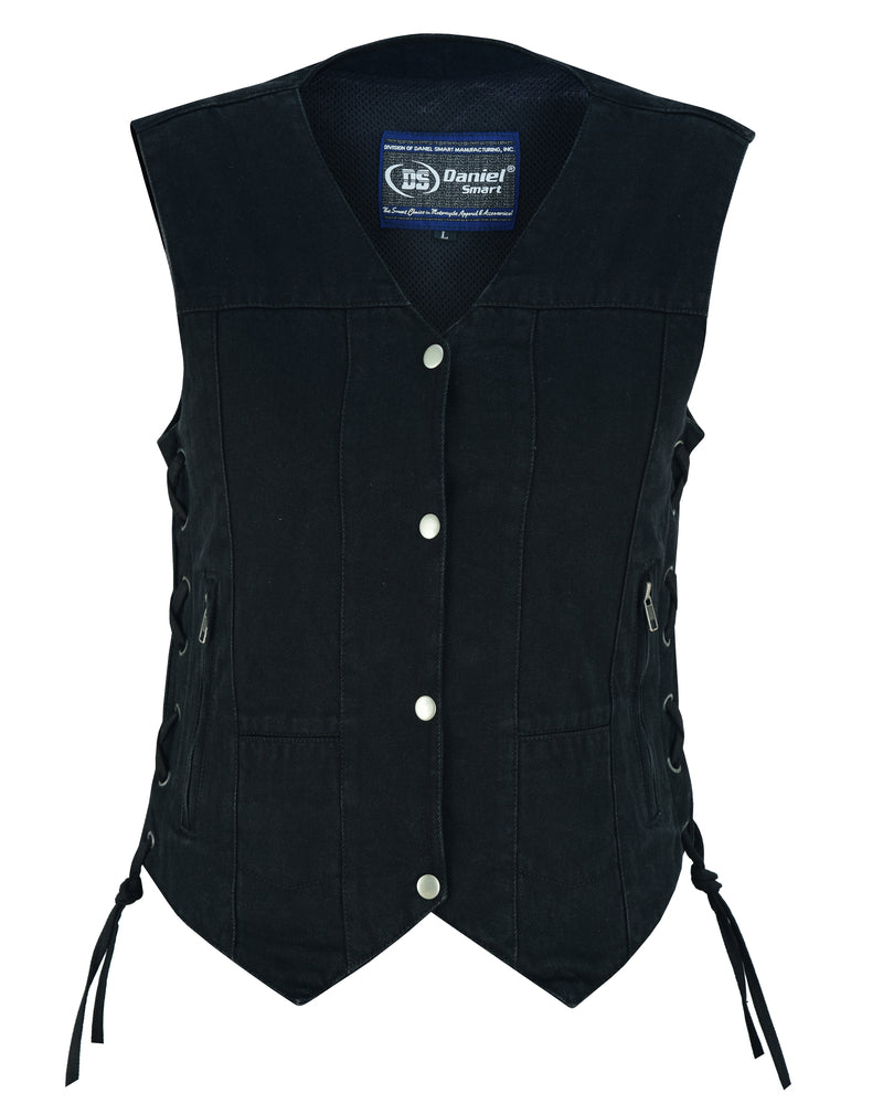 DM947 Women's 6 Pocket Denim Utility Vest - Black Daniel Smart Manufacturing