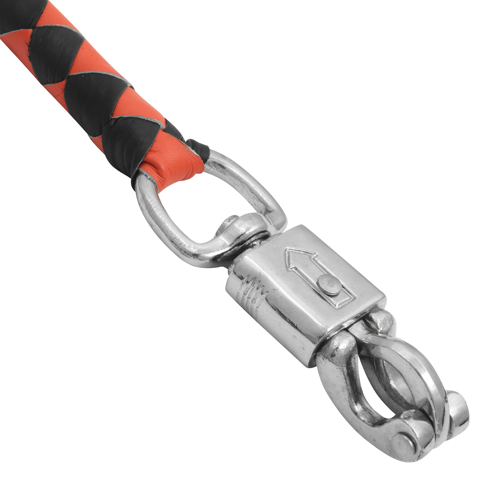 GBW209B Leather Biker Whip-Orange/Black W / White Pool Ball Daniel Smart Manufacturing