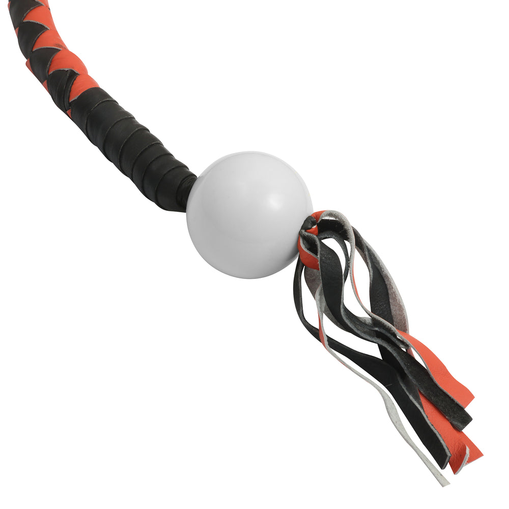 GBW209B Leather Biker Whip-Orange/Black W / White Pool Ball Daniel Smart Manufacturing