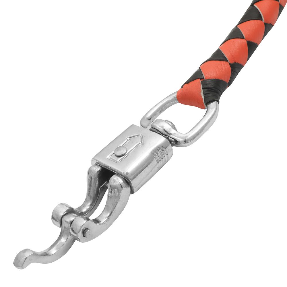 GBW209B Leather Biker Whip-Orange/Black W / White Pool Ball Daniel Smart Manufacturing