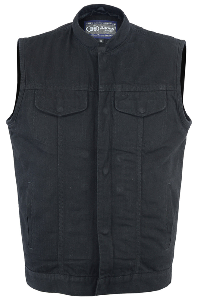 DM982 Men's Black Denim Single Back Panel Concealment Vest w/Rem Daniel Smart Manufacturing