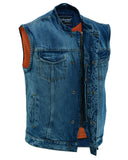 DM989BU Concealed Snap Closure, Denim Material, Scoop Collar & Hidden Daniel Smart Manufacturing