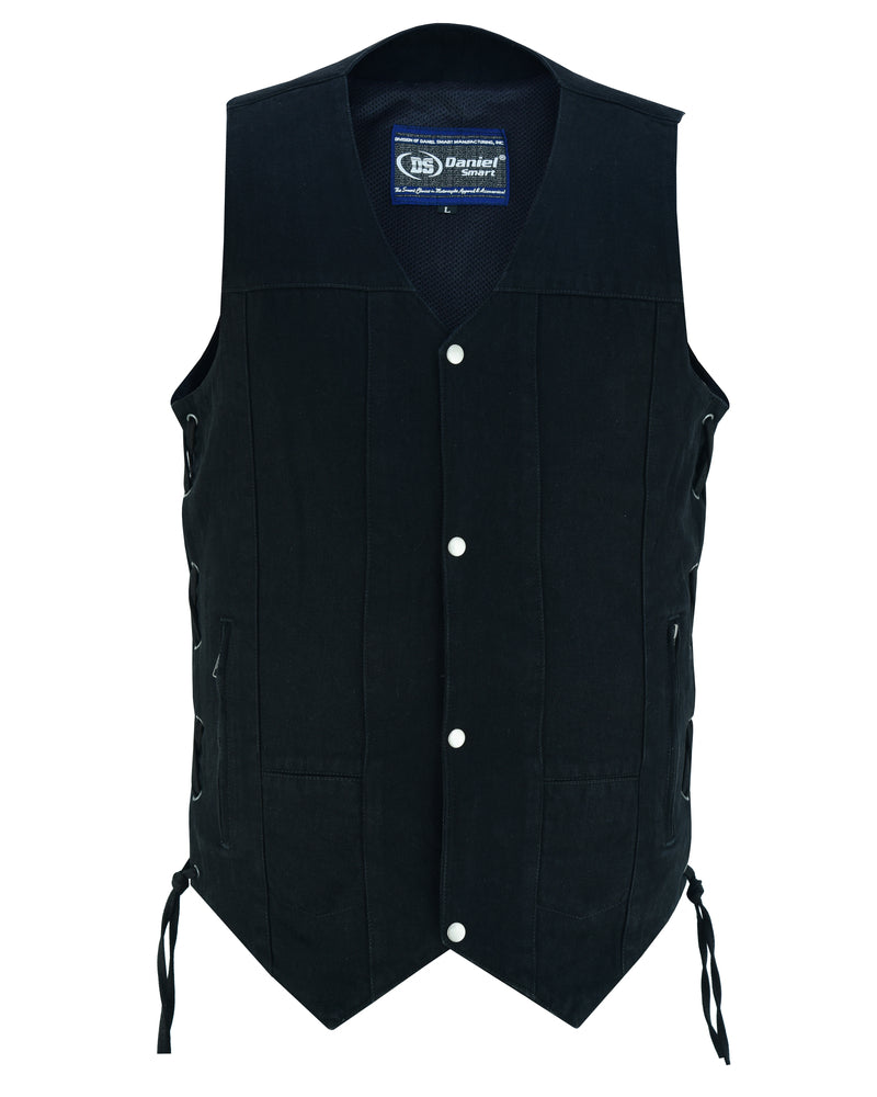 DM914TALL Men's Ten Pocket Denim Utility Vest - TALL Daniel Smart Manufacturing