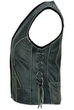 DS285V Women's Gray Vest with Grommet and Lacing Accents Daniel Smart Manufacturing