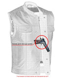 DS165 MEN'S LEATHER VEST WITH RED STITCHING AND USA INSIDE FLAG LININ Daniel Smart Manufacturing